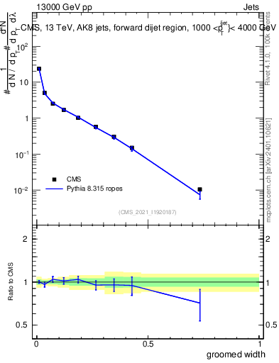 Plot of j.width.g in 13000 GeV pp collisions