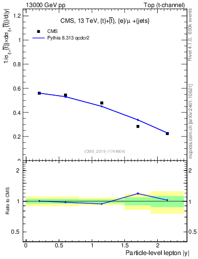 Plot of l.y in 13000 GeV pp collisions