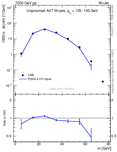 Plot of j.m in 7000 GeV pp collisions