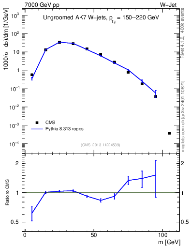 Plot of j.m in 7000 GeV pp collisions