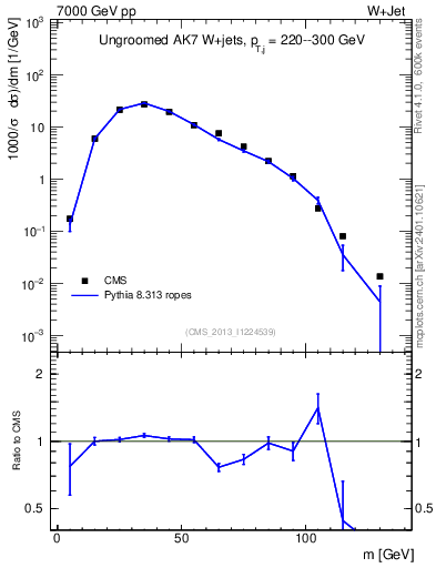 Plot of j.m in 7000 GeV pp collisions