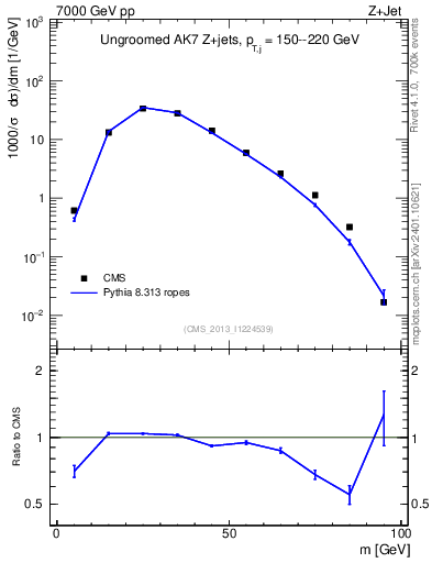 Plot of j.m in 7000 GeV pp collisions